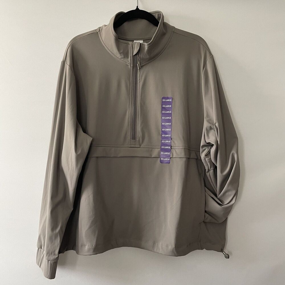 NWT Member's Mark Travel Pullover 1/4 Zip Long Sleeve Gray Bisque Size XXL